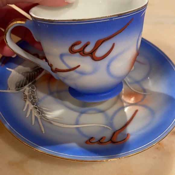 Vintage Raised Hand Painted Dragon Betson Demitasse cup & saucer Bone China SET - Picture 13 of 14